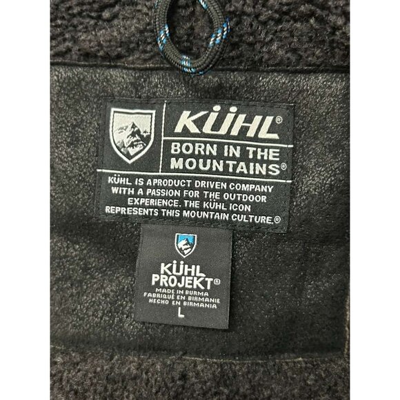 Kuhl Projekt Jacket Men's Size Large Navy Blue Hooded Pockets Faux Leather - Picture 6 of 16